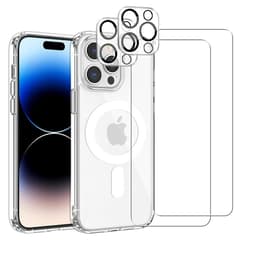 Case iPhone 14 Pro and 2 protective screens - TPU - Transparent