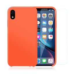 Case iPhone XR and 2 protective screens - Silicone - Orange