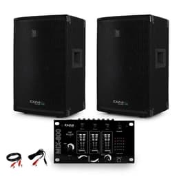 Ibiza Sound Paire d'enceinte Sono passive IBIZA DISCO10B TRAPEZOIDALE 10" 1000W BassReflex + Table de Mix + Câble PC PA speakers