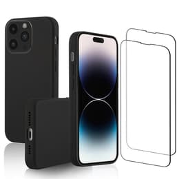 Case iPhone 15 Pro Max and 2 protective screens - Silicone - Black