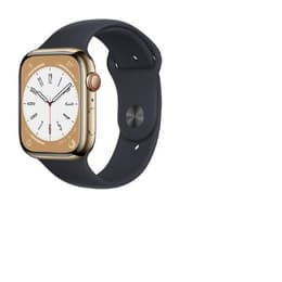 Apple Watch Series 8 (2022) GPS + Cellular 45 mm - Stainless steel Gold - Sport band Black