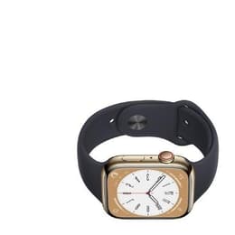 Apple Watch Series 8 (2022) GPS + Cellular 45 mm - Stainless steel Gold - Sport band Black