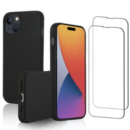 Case iPhone 15 Plus and 2 protective screens - Silicone - Black