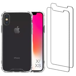 Case iPhone X/iPhone XS and 2 protective screens - Recycled plastic - Transparent