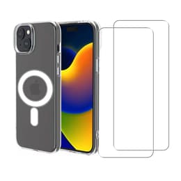 Case iPhone 15 Plus and 2 protective screens - TPU - Transparent
