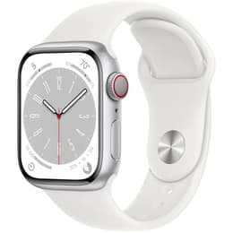 Apple Watch (Series 8) 2022 GPS + Cellular 41 - Aluminium Silver - Sport band White