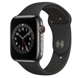Apple Watch (Series 6) 2020 GPS + Cellular 44 - Stainless steel Graphite - Sport band Black