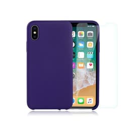 Case iPhone X/XS and 2 protective screens - Silicone - Mauve