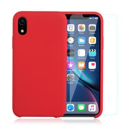 Case iPhone XR and 2 protective screens - Silicone - Red