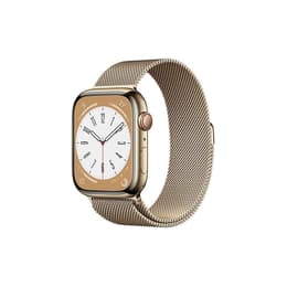 Apple Watch (Series 8) 2022 GPS + Cellular 45 - Stainless steel Gold - Milanese loop Gold