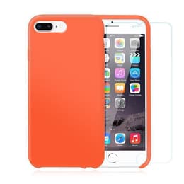 Case iPhone 7 Plus/8 Plus and 2 protective screens - Silicone - Orange