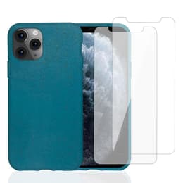 Case iPhone 11 Pro and 2 protective screens - Natural material - Blue