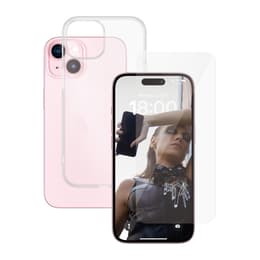 Case iPhone 15 and protective screen - Silicone - Transparent