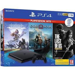 PlayStation 4 Slim 1000GB - Black + Horizon Zero Dawn + God of War + The Last of Us (Remastered)