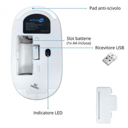Simpletek Wireless USB receiver mouse, optical 2D Scroller, AA battery included Mouse Wireless
