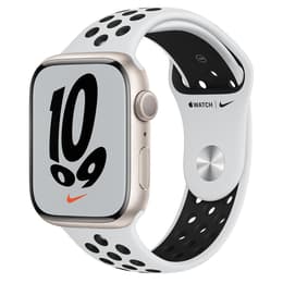 Apple Watch (Series 7) 2021 GPS + Cellular 45 - Aluminium Starlight - Nike Sport band White/Black