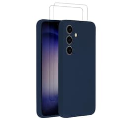 Case Galaxy S24 and 2 protective screens - Silicone - Bleu