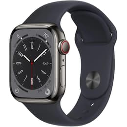 Apple Watch (Series 8) 2022 GPS + Cellular 41 - Stainless steel Grey - Sport band Grey