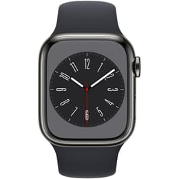 Apple Watch Series 8 (2022) GPS + Cellular 41 mm - Stainless steel Silver - Sport band Black