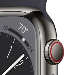 Apple Watch Series 8 (2022) GPS + Cellular 41 mm - Stainless steel Silver - Sport band Black