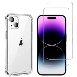 Case iPhone 15 and 2 protective screens - TPU - Transparent