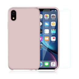 Case iPhone XR and 2 protective screens - Silicone - Pink