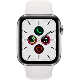 Apple Watch Series 5 (2019) GPS + Cellular 44 mm - Stainless steel Silver - Sport band White