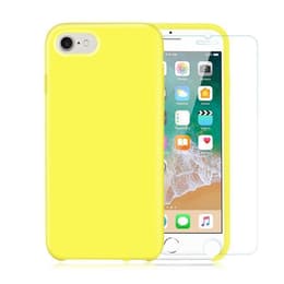 Case iPhone SE (2022/2020)/8/7/6/6S and 2 protective screens - Silicone - Yellow