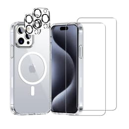 Case iPhone 15 Pro Max and 2 protective screens - TPU - Transparent