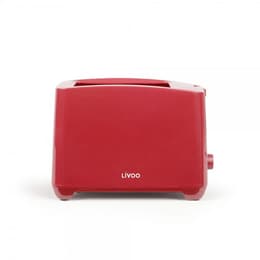 Toaster Grille-pain 2 fentes - Livoo DOD - 650-750 W - décongélation, réchauffage, arrêt manuel - Tiroir ramasse-miettes - Rouge chili 2 slots - Red
