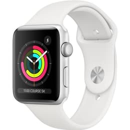 Apple Watch (Series 3) 2017 GPS + Cellular 42 - Stainless steel Silver - Sport band White
