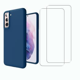 Case Galaxy S21 FE 5G and 2 protective screens - Silicone - Blue