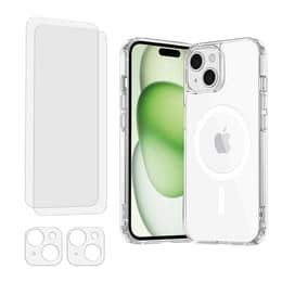 Case iPhone 15 Plus and 2 protective screens - TPU - Transparent
