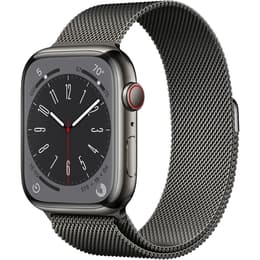 Apple Watch (Series 8) 2022 GPS + Cellular 45 - Stainless steel Space Gray - Milanese loop Grey