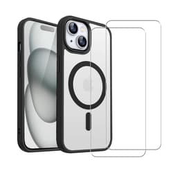 Case iPhone 15 and 2 protective screens - TPU - Transparent