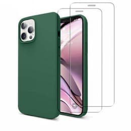 Case iPhone 12/iPhone 12 Pro and 2 protective screens - Silicone - Green