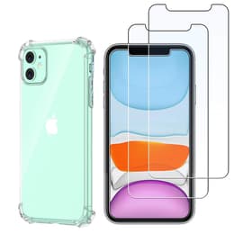 Case iPhone 11 and 2 protective screens - TPU - Transparent