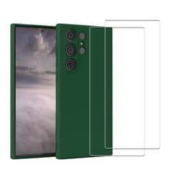 Case Galaxy S23 Ultra and 2 protective screens - Silicone - Green