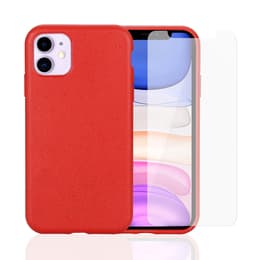 Case and 2 protective screens iPhone 11 - Compostable - Red