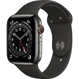 Apple Watch (Series 6) GPS + Cellular 40 - Stainless steel Grey - Sport band Black
