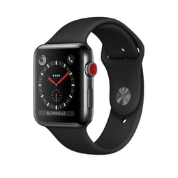 Apple Watch (Series 3) GPS + Cellular 42 - Stainless steel Black - Sport loop Black