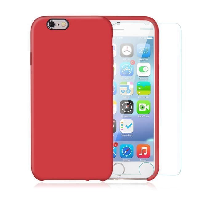 Case and 2 protective screens iPhone 6 Plus/6S Plus - Silicone - Red