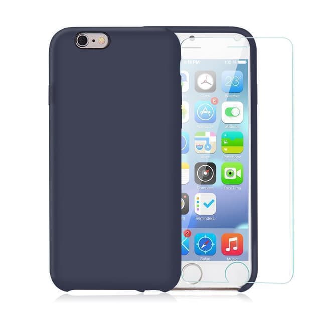 Case and 2 protective screens iPhone 6 Plus/6S Plus - Silicone - Blue