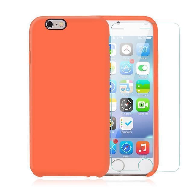 Case and 2 protective screens iPhone 6 Plus/6S Plus - Silicone - Orange