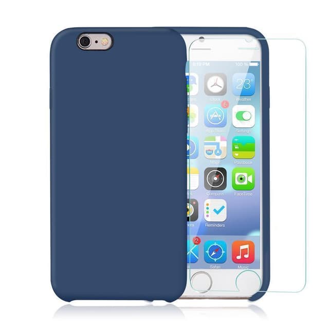 Case and 2 protective screens iPhone 6 Plus/6S Plus - Silicone - Cobalt blue