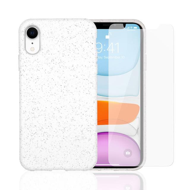 Case and 2 protective screens iPhone XR - Compostable - White